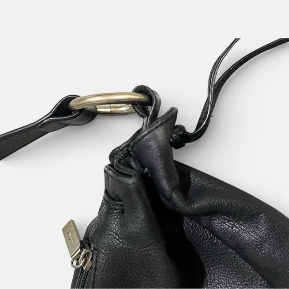 🖤 HOBO Black Pebbled Leather Slouch Shoulder Bag Crescent - Picture 3 of 5